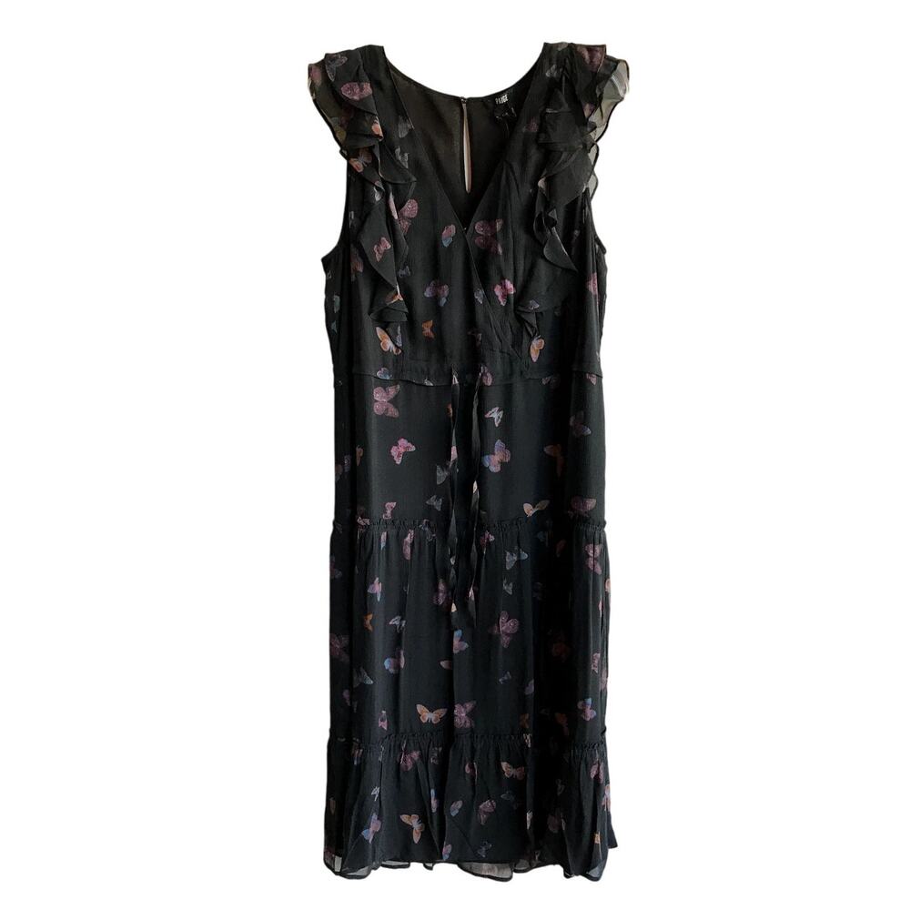 NWT Paige Black Butterfly Print Silk "Basil" Dress with Drawstring Waist size L - Picture 5 of 9